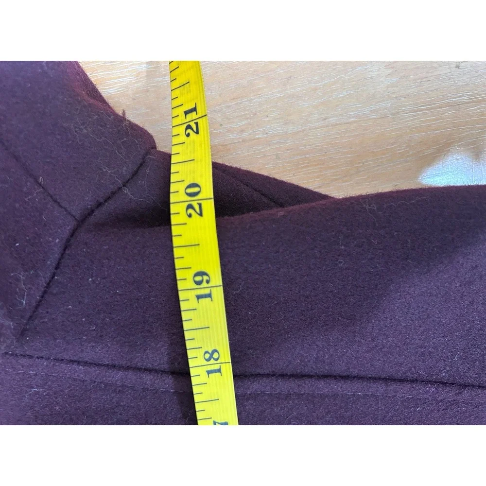 Michael Kors Plum Purple Wool Blend Belted Trench Pea Coat Sz 12 Gold‎ Buttons